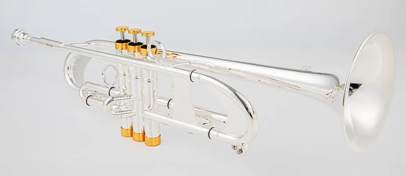 New TR600 Stradivarius Bb Trumpet silver plated musical instrument New Trumpet mouthpiece professional grade