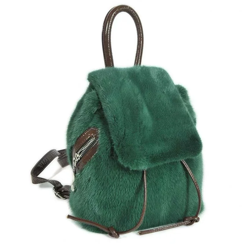 Fashion Design Women's Fur Backpack New Luxury Mink Fur Backpack Autumn And Winter Trend Single Shoulder Crossbody Bag