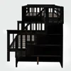 Twin Over Full Bunk Bed with Twin Size Trundle,Wooden Bunk Bed with Stairway,Storage and Guard Rail for Kids, Bunk Children Bed 3