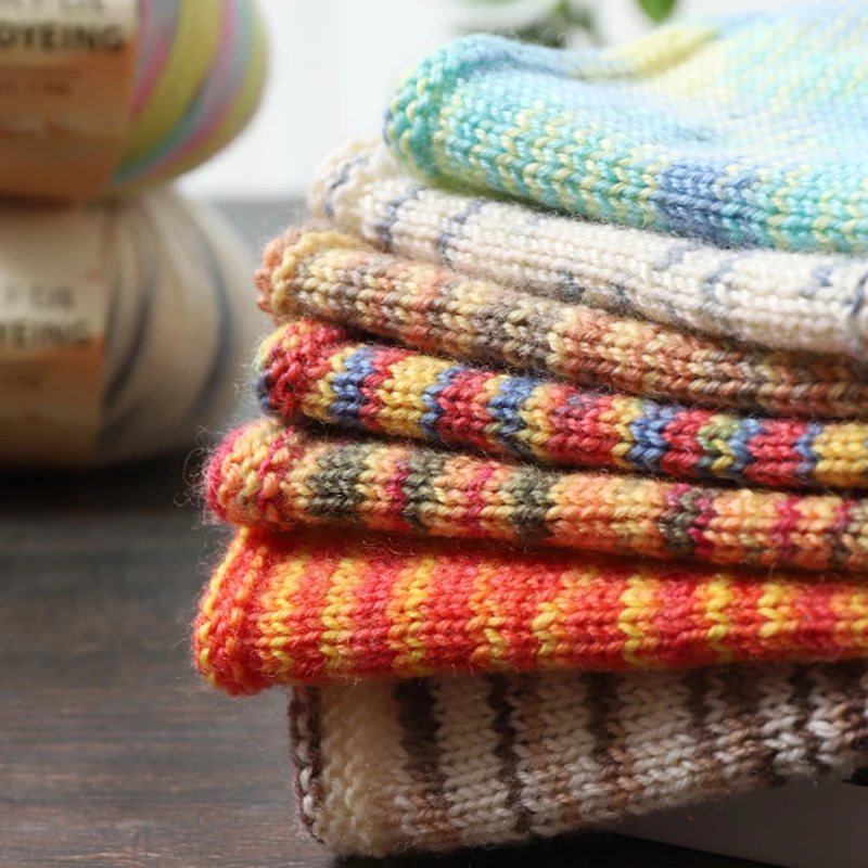 50g/roll Merino Wool Yarn Baby Wool Rainbow Wool Segment Dyed Yarn For Hand Knitted Crochet Scarf Clothes Yarn Clothes Hats 5