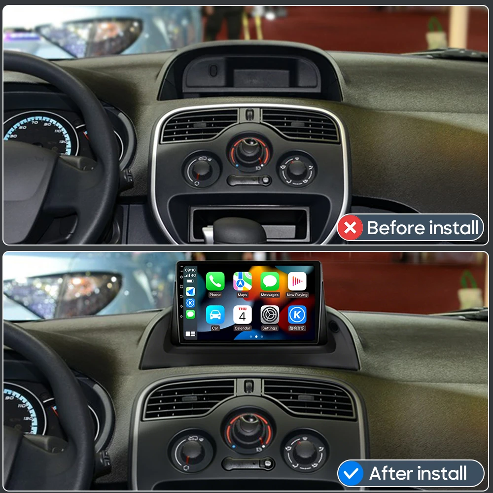 Reproductor Multimedia para Automóvil Android 16 para Renault Kangoo 2008-2018, Unidad Principal para Automóvil con Carplay, Radio, Video, Estéreo, Navegación GPS, 2din, 4G 2