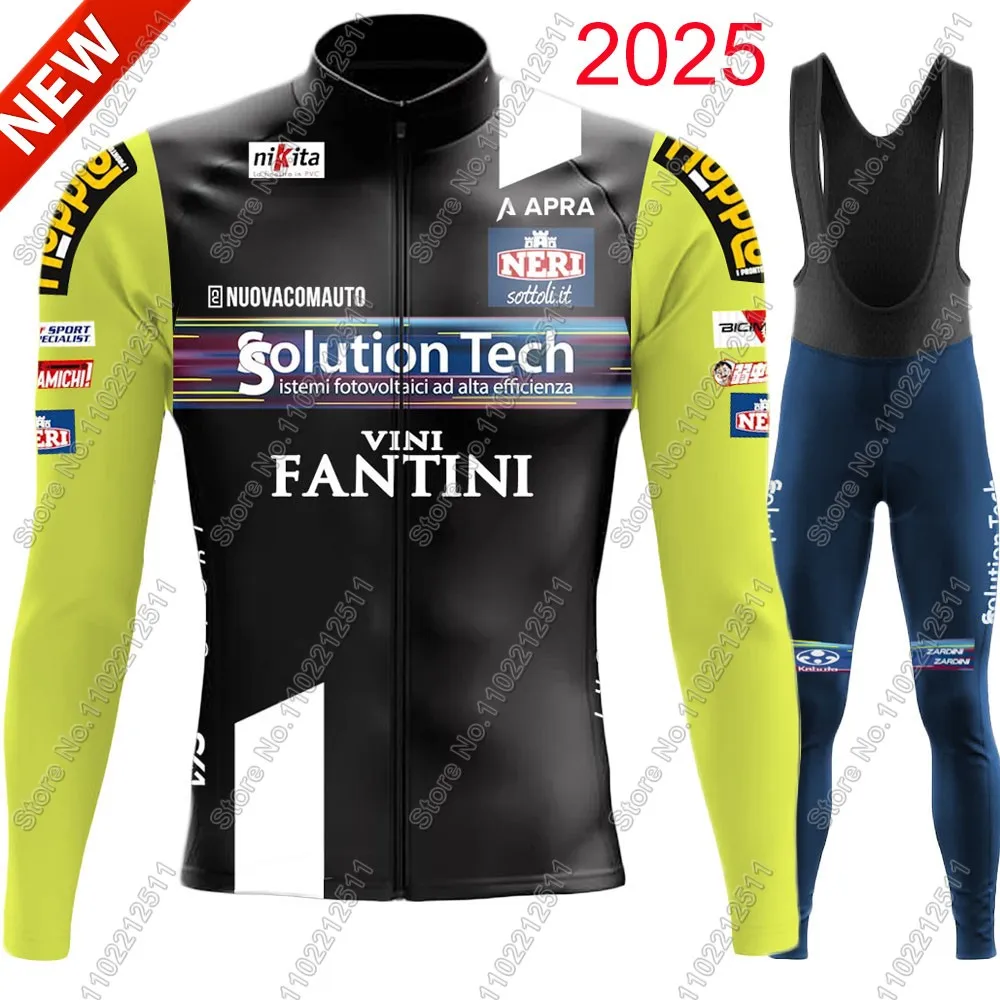 Cycling Jersey Set Vini Fantini Italy Clothing Suit Mens Long Sleeve MTB Bike Road Pants Bib Team Solution Tech