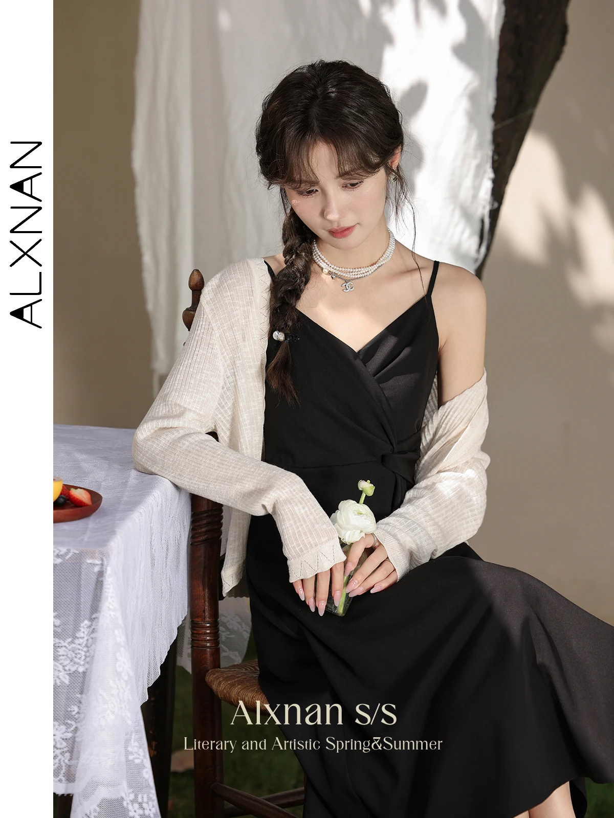 ALXNAN 여성용 크롭 니트 가디건 니트 스웨터 코트, 부드러운 루즈 긴팔 상의 니트웨어, 2024 용수철 여름, L33869SY