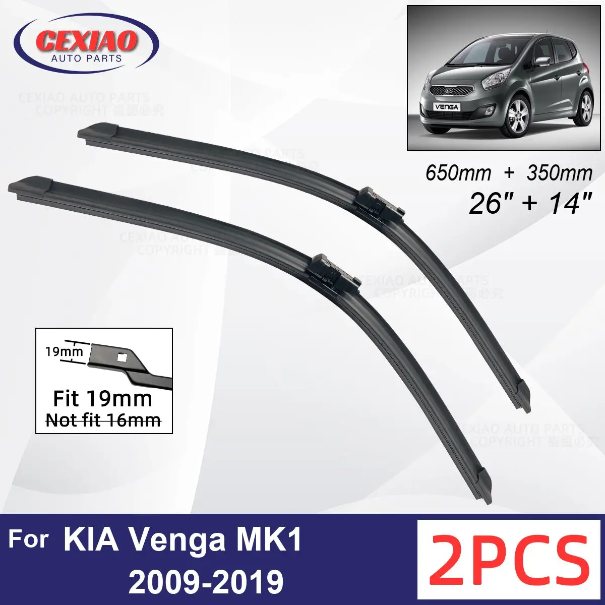 

Car Wiper For BYD Song Max DM EV 2017-2022 Front Wiper Blades Soft Rubber Windscreen Wipers Auto Windshield 26" 14" 650mm 350mm