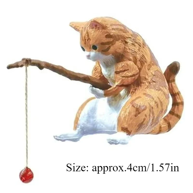 Handmade Wooden Boat Mini Floating Boat Model Fisherman Cat Fishing Boat Fish Tank Pond Decoration Aquarium Accessories