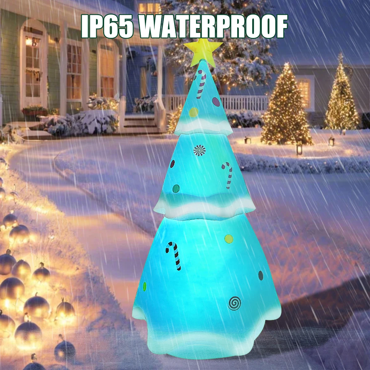 7FT Inflatable Christmas Tree Outdoor Christmas Decorations with Build in Bright LED Lights With Remote For Garden Lawn Party 3