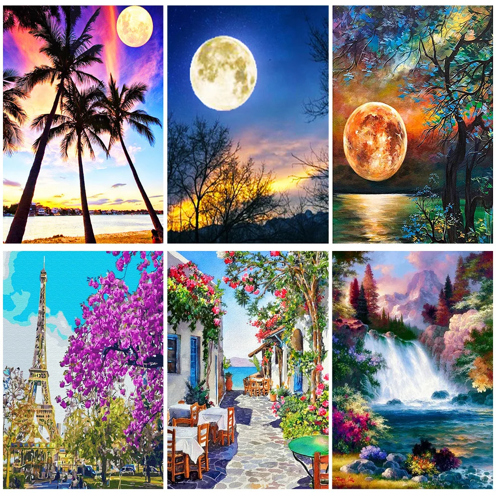 

Miaodu Full Diamond Painting New Scenery Moon Mosaic 5D DIY Embroidery Rhinestone Pictures Needlework Home Decor Gift