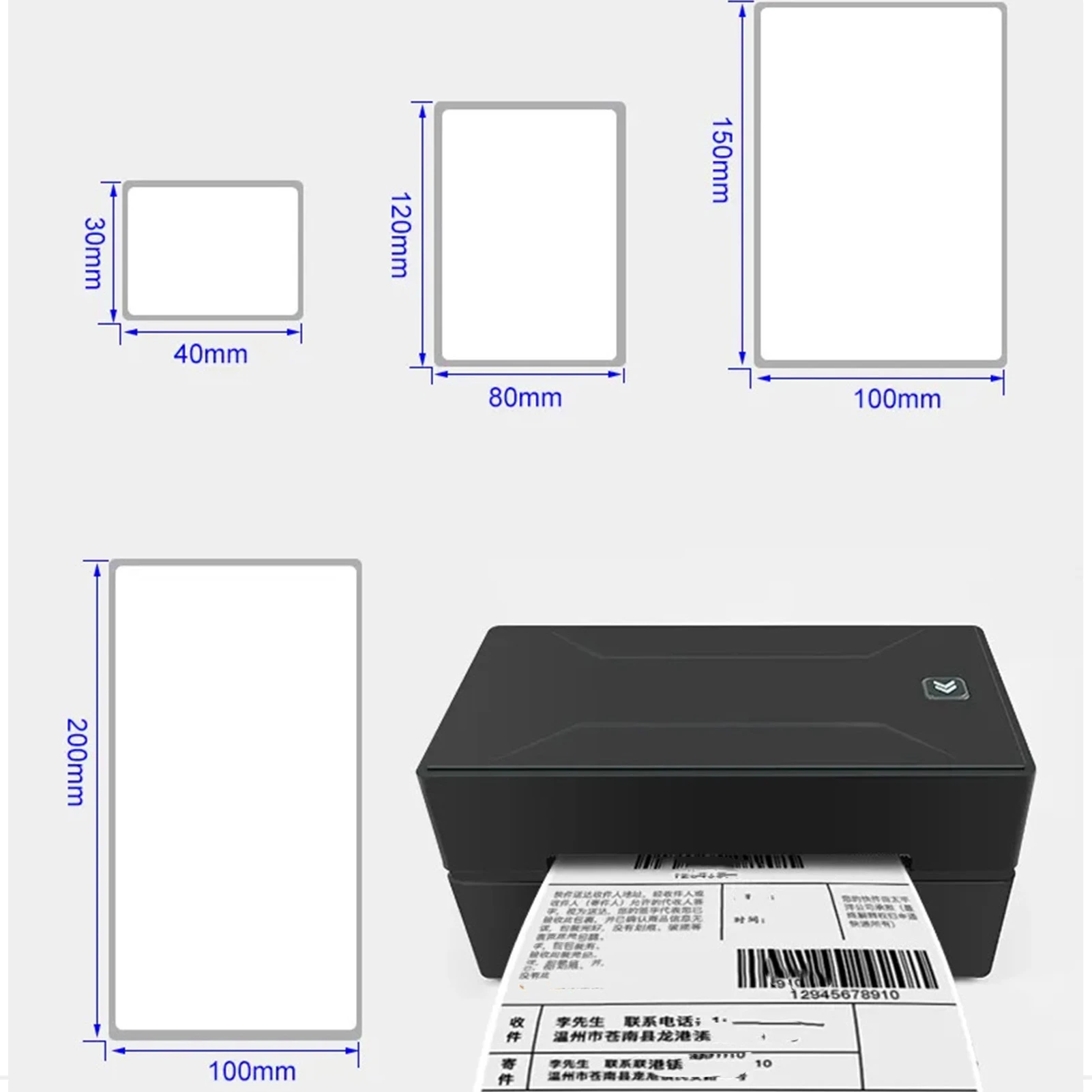【New】D100 Bluetooth Thermal Printer Thermal Label Printer Bluetooth Wireless USB Wired Portable Shipping Label Printer 150mm/s