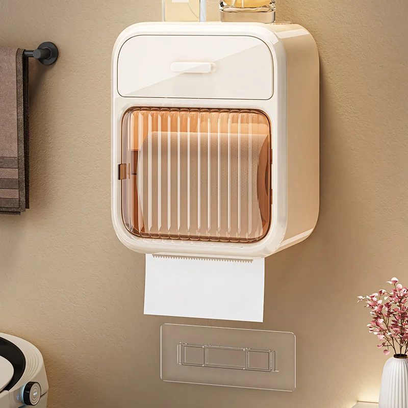 Double layer tissue holder waterproof wall mounted roll paper non perforated toilet paper storage rack bathroom accessories