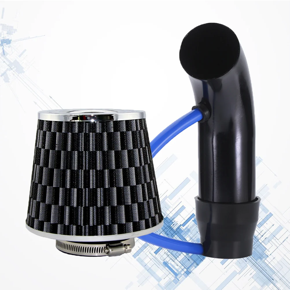 

76mm Automotive Air Intake Filter System Cleaner Replacement Accessory Intake Filters with Intake Pipe ( Black )