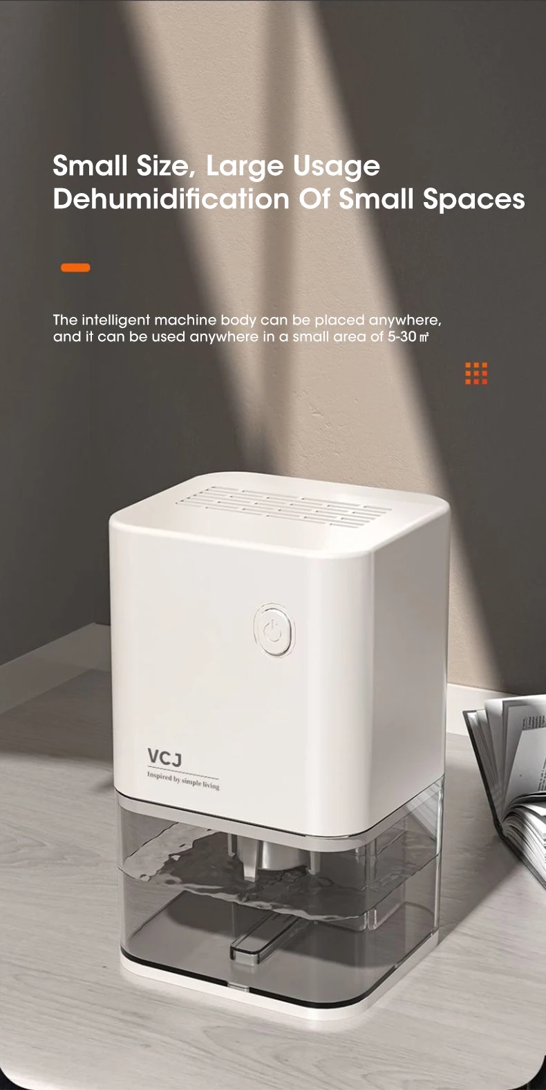 Description Picture 4 of item1.2L Portable Dehumidifier Smart Air Purifier Moisture Absorbers Machine for Home Room Office Eliminate Damp Mold and Moisture