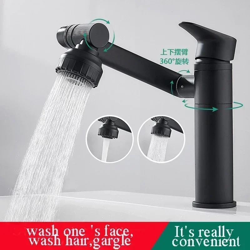 Basin Faucet Faucet Aerator Bathroom Faucet 1080&deg; Swivel Bathroom Sink Faucet Mixer Deck Mounted Splash Proof Water Tap Shower Head Aerators Plumbing Tapware For Bathroom
