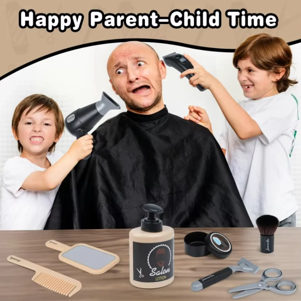 Kids Pretend Play Toys Hair Styling Salon Shaving Set Makeup Set For Birthday Party