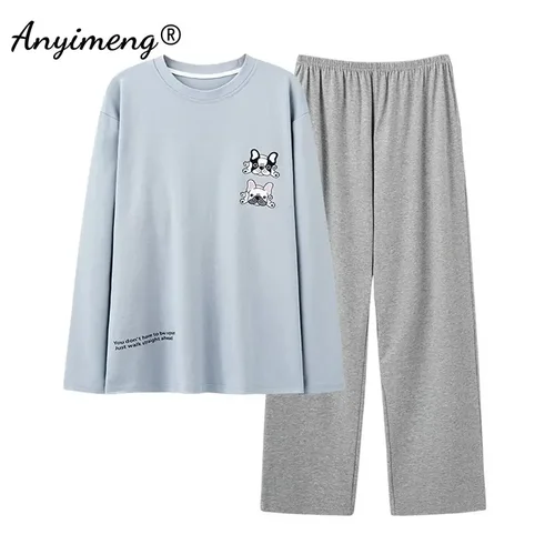 L-4XL 남성 가을 겨울 잠옷 세트 코튼 캐주얼 잠옷 남성 전체 길이 Pijamas 우아한 남성 잠옷 잠옷 5