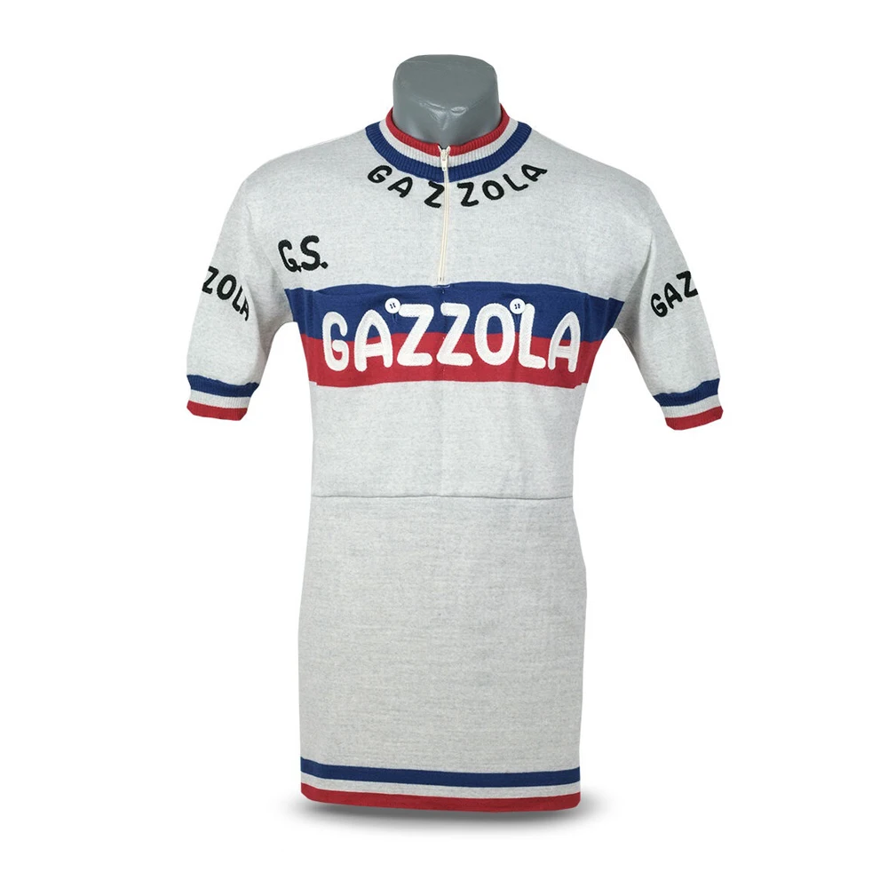 

Classics Retro GAZZOLA Wool Cycling Jersey Men And Women Short Sleeve Bike Wears