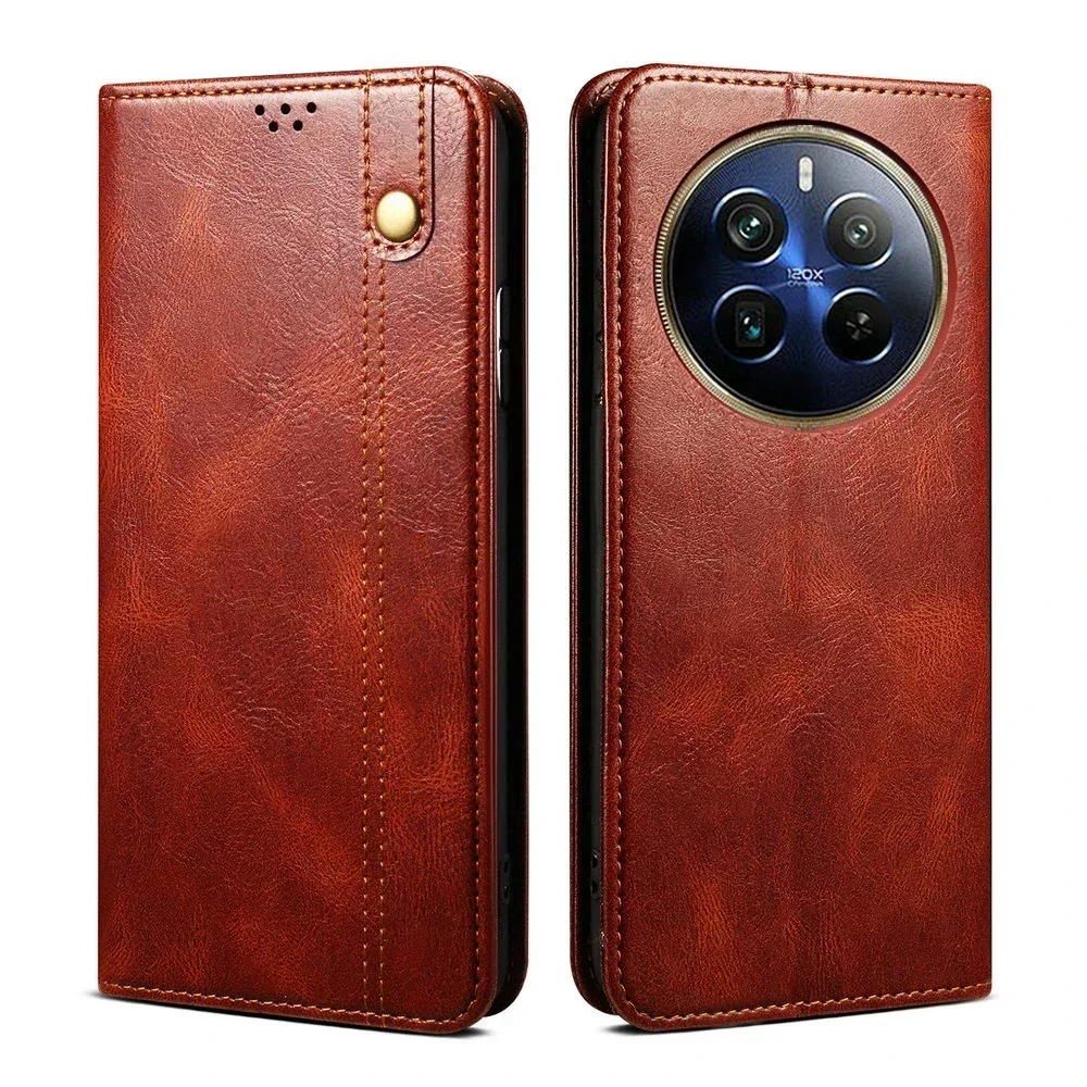 Realme 14 13 Pro Plus 8 i 럭셔리 케이스 가죽 질감 책 Funda O..
