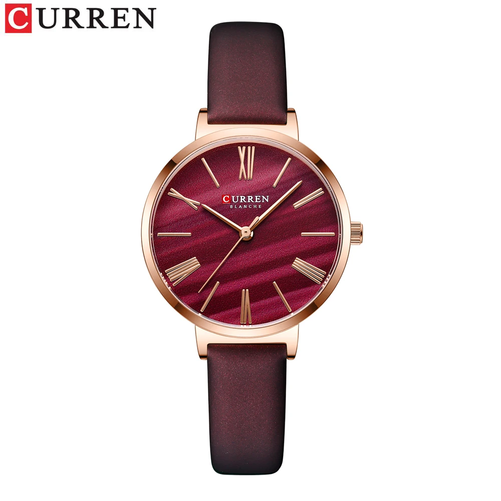 Ultra-Thin Quartz Ladies' Watch with Waterproof Leather Strap