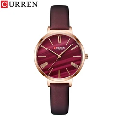 Ultra - Thin Quartz Ladies' Watch with Waterproof Leather Strap (L - red)
