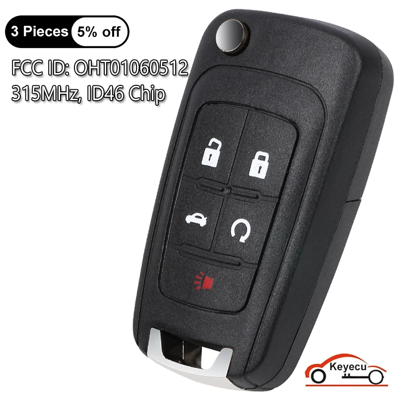KEYECU 5Buttons 315MHz ID46 Chip For GMC Terrain For Chevrolet Cruze Camaro Buick Regal Auto Flip Remote Key Fob OHT01060512 car remote key,car key
