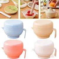 7Pcs Portable Food Grinding Bowl Set Stackable Citrus Juicer Baby Manual Grinder Kit Food Grade with Grinding Rod
