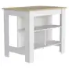 Cala Kitchen Island, Four Legs, Three Shelves  White / Light Oak 4