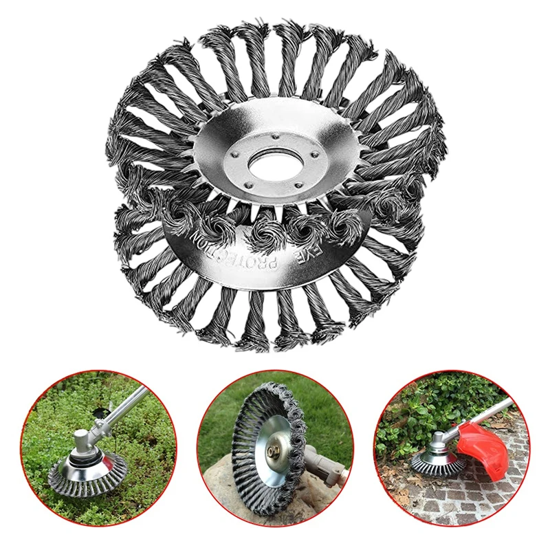 Steel Wire Wheel Garden Weed Brush Lawn Mower Grass Eater Trimmer Brush Cutter Tools Garden Grass Trimmer Head Weed