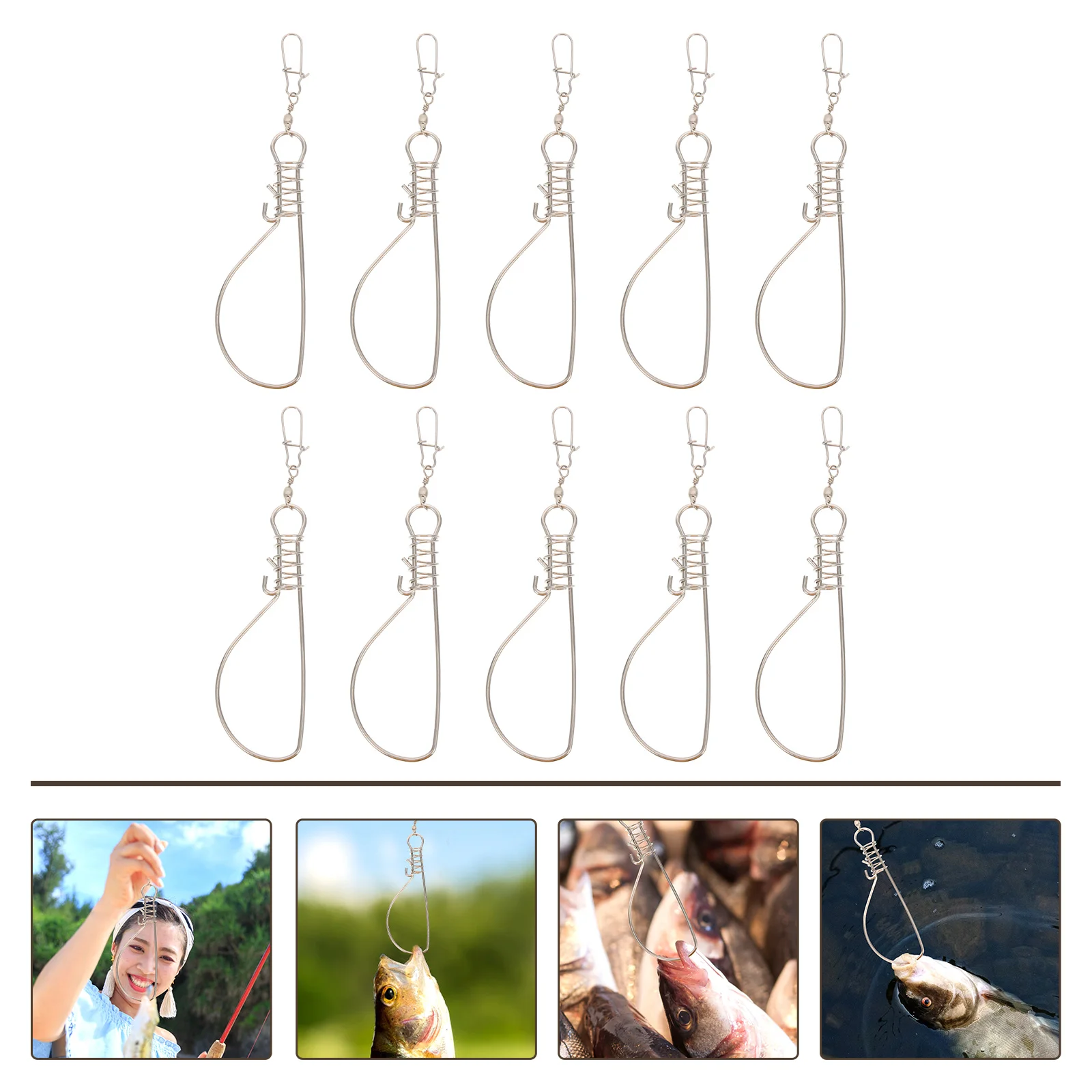 

10 Pcs Fish Lock Fishing Accessories Control Buckle Alive Stinger Hooks Stainless Steel Clip Device Portable
