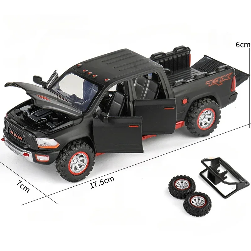 Diecast 1/32 Scale Dodge Ram TRX Pickup Car Model Sound Light Pullback Collective Voiture Home Decor Boy Car Gift Birthday 5