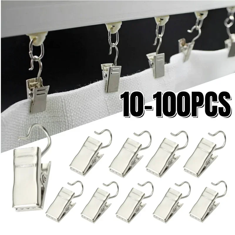 Description Picture 2 of itemStainless Steel Curtain Clip Holder Accessories Buckle Shower Curtain Bed Curtain Rod Hanging Hook Ring Clip Metal Opening Clip