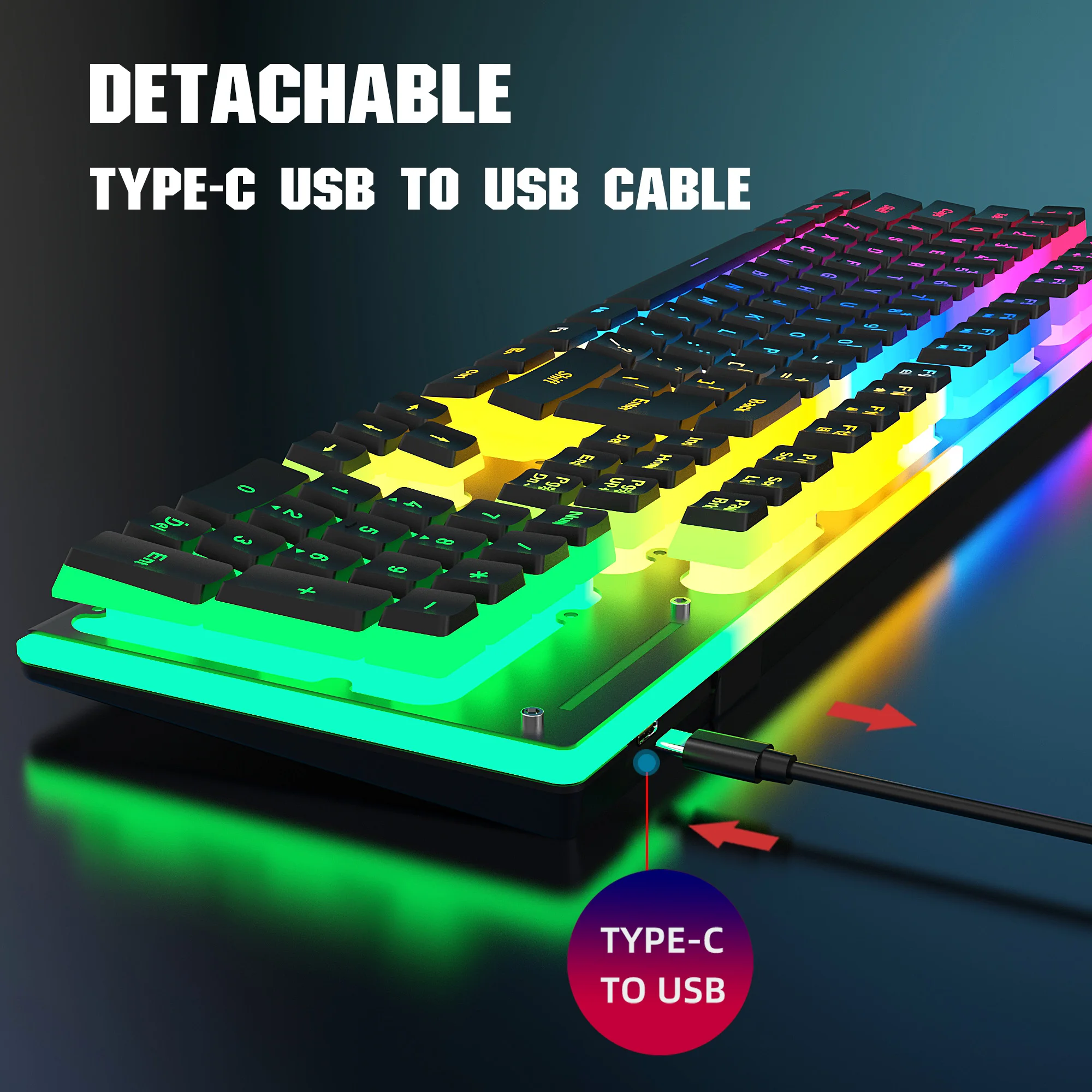 Wireless Keyboard and Mouse Set Rechargeable 2.4G USB RGB Backlight Keyboard Mouse Combos