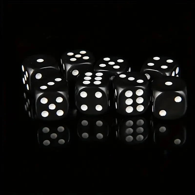 Black Acrylic Dice Board Game Party Entertainment Bar 100 Pcs/set 14mm/0.55inch Or 16mm/0.63inch