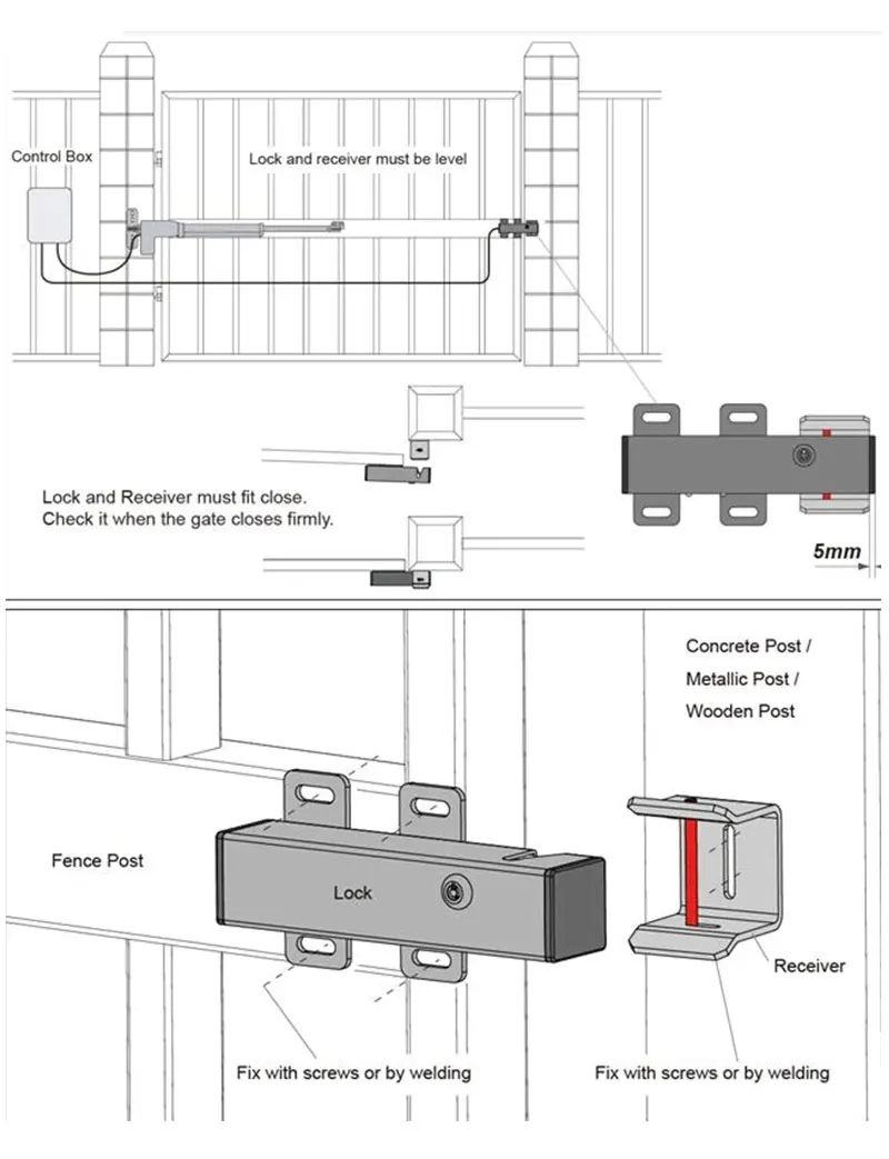 Waterproof DC 24V Electronic Automatic Door Lock Drop Bolt Locks with Key For Au