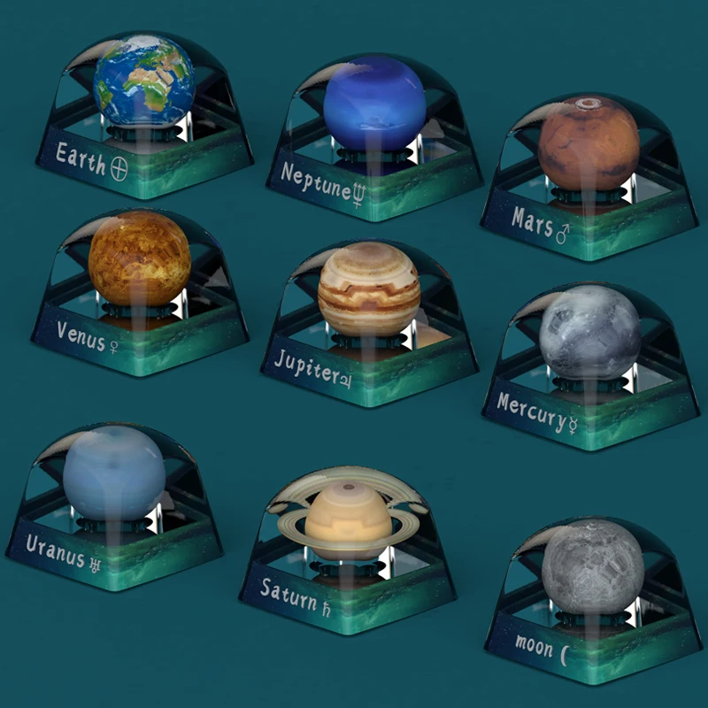 Lua Oito Planetas do Sistema Solar Keycaps 3d Resina Esc Translúcido Chaves Personalizadas para mx Teclado Mecânico Keycap