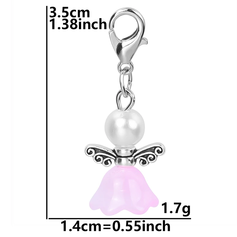 9/18pcs New Pearl Bead Angel Wings Guardian Charms For