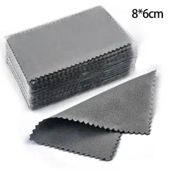 50 - Piece Set of Soft Polishing Cloths for Jewelry Care and Cleaning (8x6cm Dark grey)