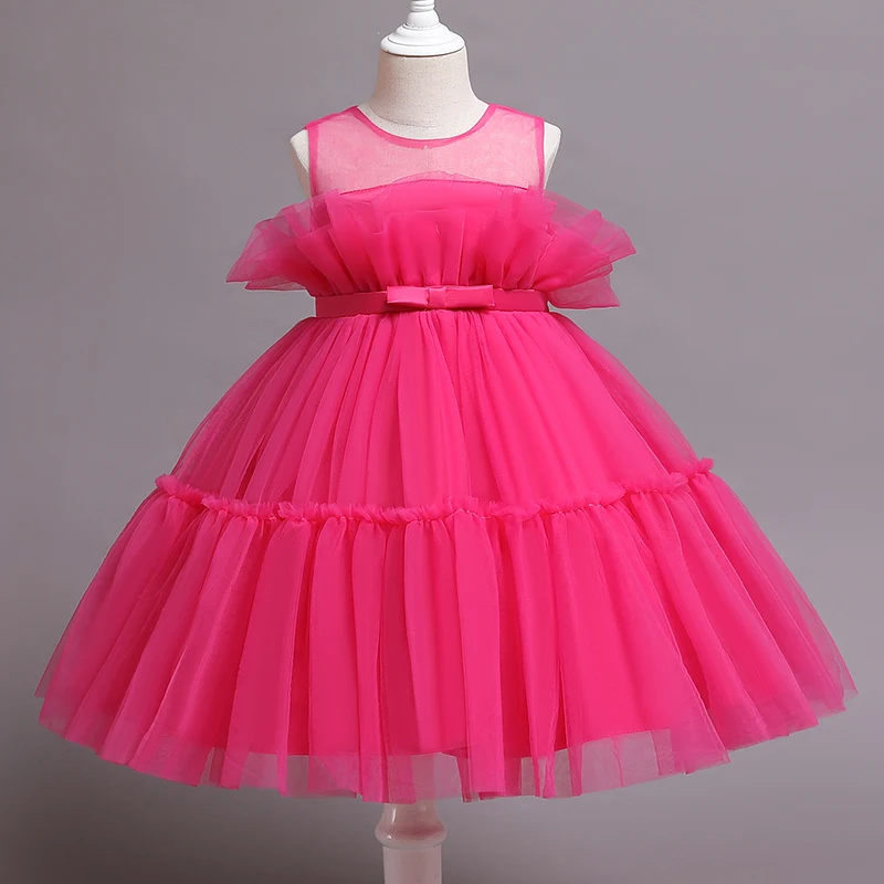 Baby Girl Dress 0-5Y Sleeveless Mesh Princess Dress Tutu Newborn Girl Wedding Party Baby 1st Birthday