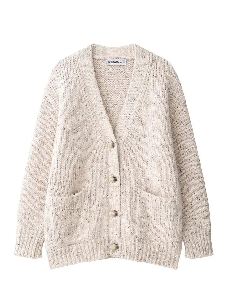 2025 New Women Fashion Knitted Cardigans Long Sleeve Button V-Neck Sweater Cardigan Autumn Winter New Style Outerwear
