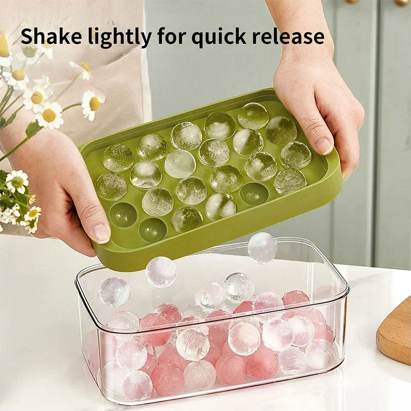 Creative Round Ice Cube Mold Quick Demould Ice Cream Tools With Storage Box For Party Kitchen Bar