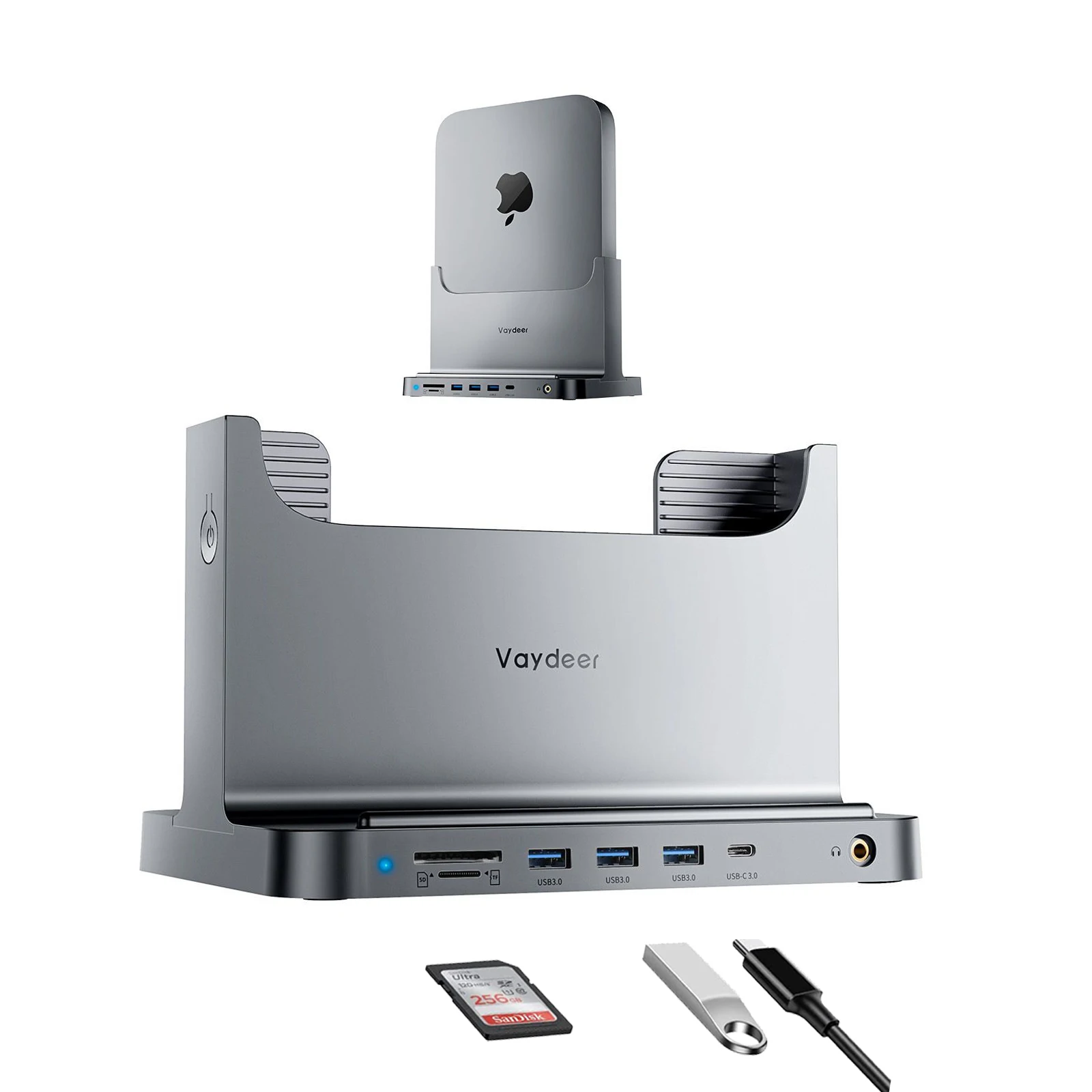 Mac Mini Stand for Mac Mini 8 in 1 Dock Station Holder with Power