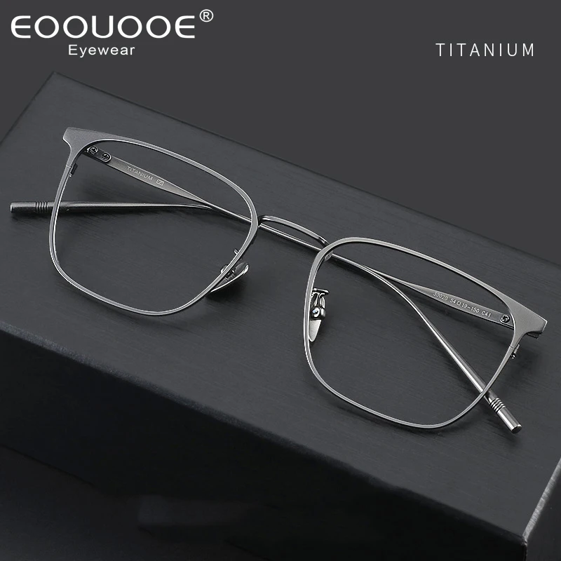 

54mm Pure Titanium Myopia Hyperopia Glasses Frame Men's Business Retro Anti Blue Light Radiation Eyewear Medical Prescription