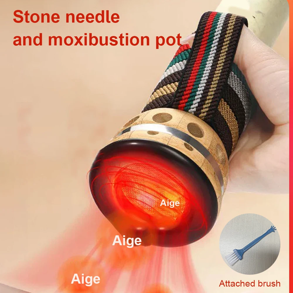Hand Holding Moxibustion Scraping Pot High Quality Stone needle Material Moxa Stick Burner Cup Warm Compress Acupunture Therapy