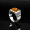 Vnox – chevalière de 14mm pour hommes, en acier inoxydable, forme géométrique avec pierre naturelle, élégante et belle bague
