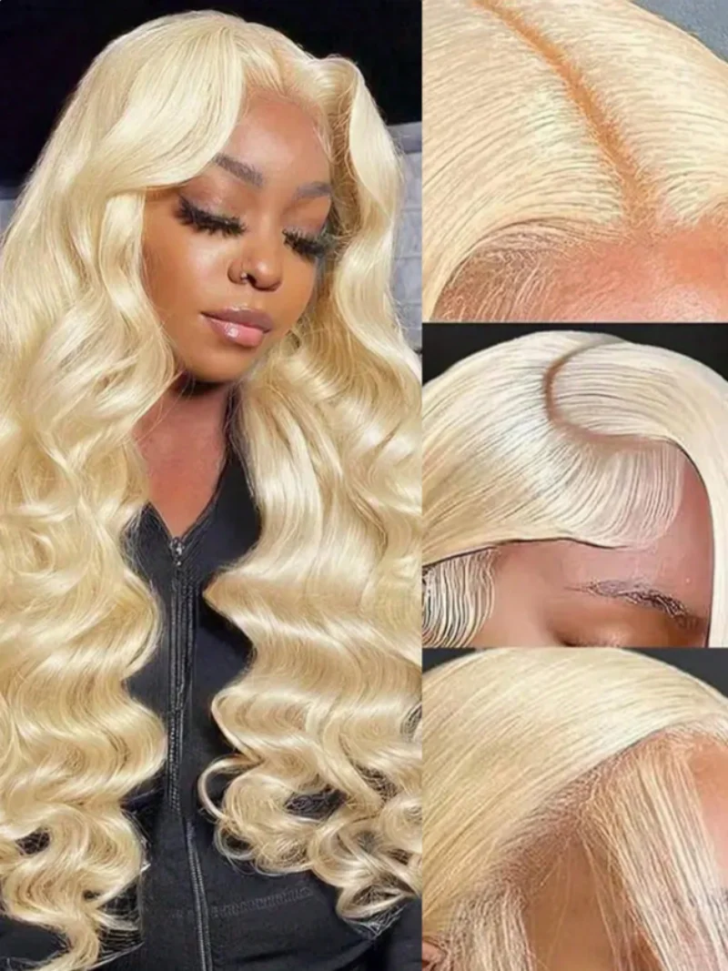 34 Inch 613 Honey Blonde Body Wave 200 Density 13x6 HD Lace Front Human Hair Wigs 13x4 HD Lace Frontal Wig for black women 2