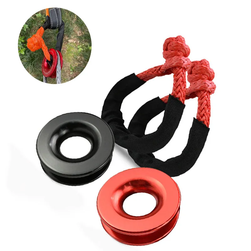 

Aluminum Alloy Recovery Ring Snatch-Ring Snatch Pulley 41000lb For 3/8 1/2" Tow Rope SUV Car Winch Rope Soft Shackle