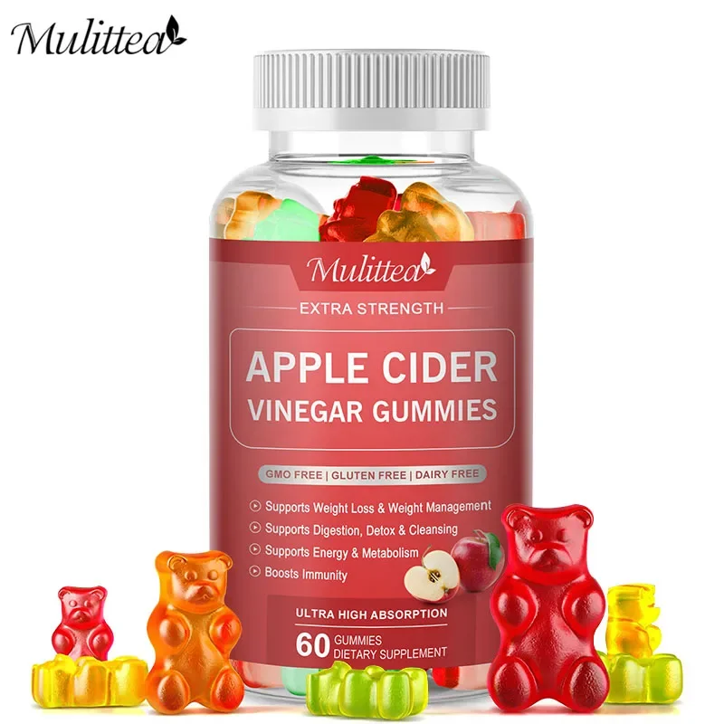 Mulittea Malic Acid Apple Cider Vinegar gummies for Boost Energy Detox & Fat Burner &flat belly Gut Health Body Management