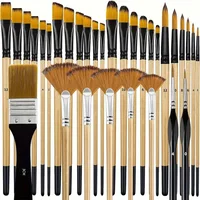 32Pcs Paint Brush Set for Acrylic Painting Premium Nylon Bristles with Round Filbert,Flat,Fan,Angle,Fine Detail Brush for Artist 1