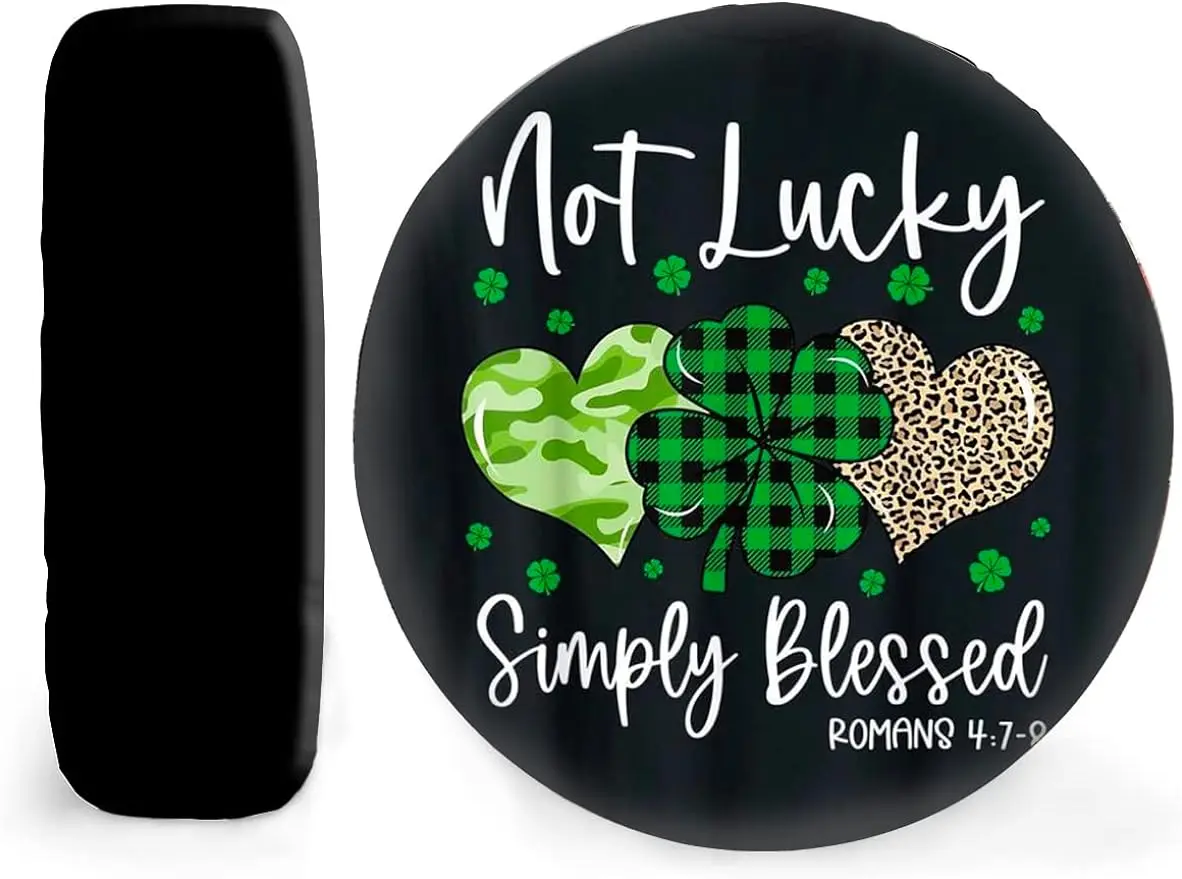 

Not Lucky Simply Blessed Spring Summer St Patricks Day Irish Spare Tire Cover Wheel Cover Auto Accessoires for Men Women Car