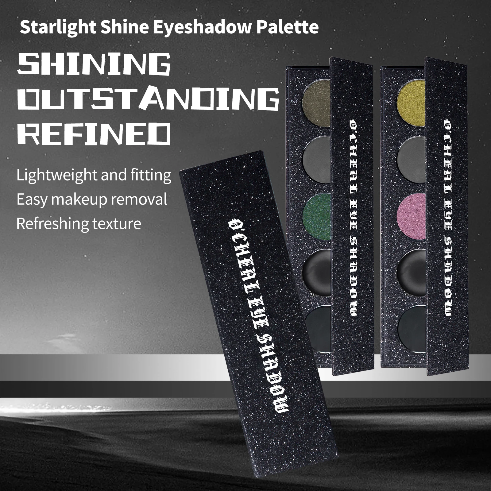 5 Colors Punk Smokey Matte Glitter Eyeshadow Palette Cool Toned Gray Black Eye Pigment Palett Shimmer Eye Shadow Makeup Palette 4