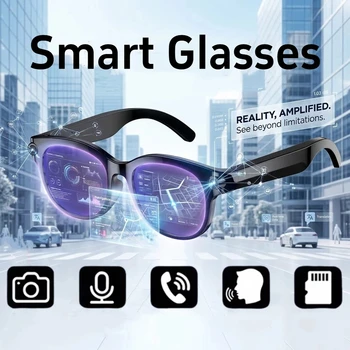 New Smart AI Glasses 800W Shooting Camera HD Photo Video Voice Call Translation Waterproof Bluetooth AI Motorcycle Glasses