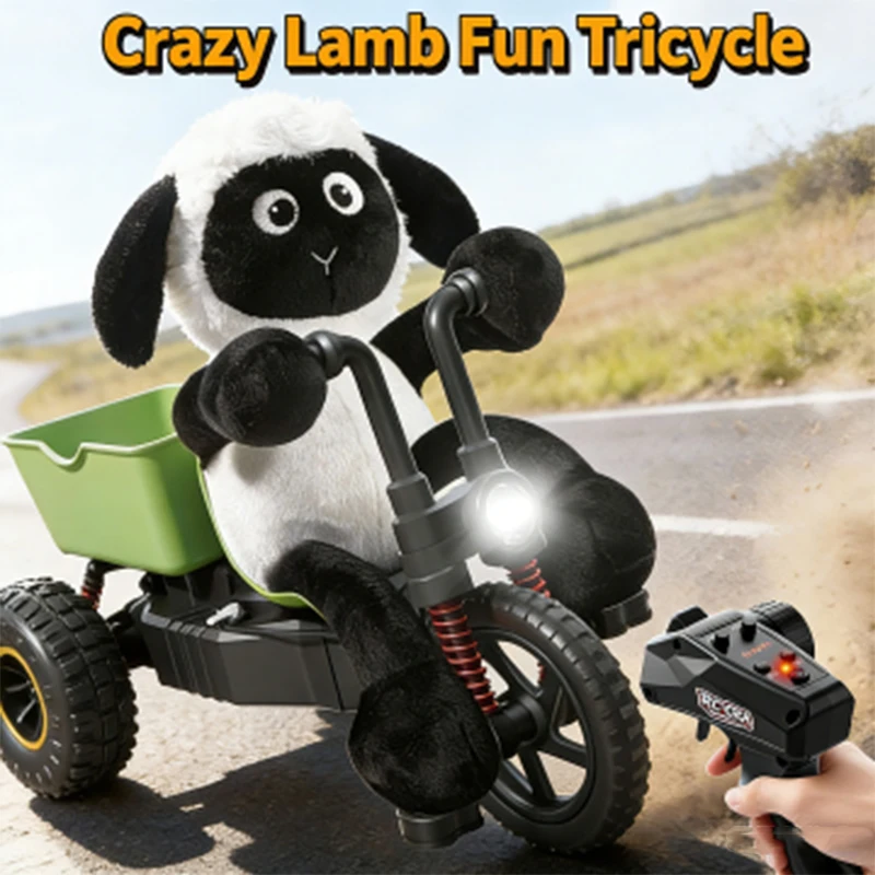 Gros plan sur les roues et le châssis de la voiture télécommandée Lamb Tricycle RC, prête pour l'escalade.